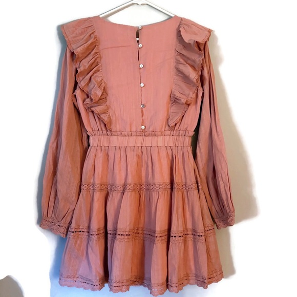 Pink Ruffled Long Sleeve Dress - Picture 2 of 6